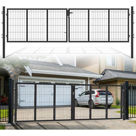 TolleTour Doppelflügeltor Einfahrtstor Gartentor Tore Hoftor verzinkt 350cm x 100cm Doppelflügel - inkl. Schloss, Schlüsseln Gartenpforte Zauntor Anthrazit