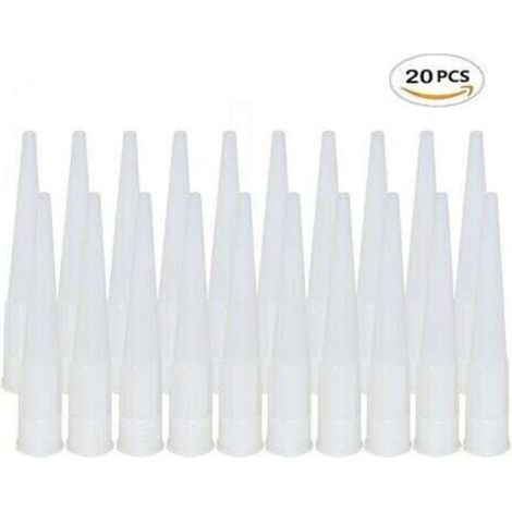 Lot de 20 Embout Douille Pistolet Silicone Cartouche Douilles Silicone Buses de Rechange pour Mastic Adhésif en Silicone avec Grattoir Plastique pour Calfeutrer Extension Remplacement Calfeutrage (1/5)