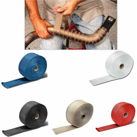 Ruban isolant thermique pour modification automobile / coton isolant thermique pour tuyau d'échappement / ruban pour collecteur / ruban en fibre de verre / tissu isolant pour collecteur 10 m rouge (1/5)