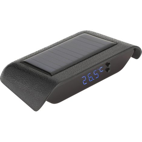 Horloge solaire portable à LED lumineuse, horloge numérique pour véhicule, voiture, camion, accessoire de décoration, bleu (1/5)