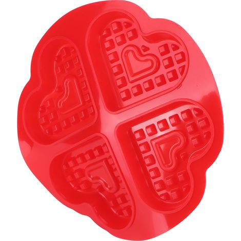 Wiederverwendbare Silikon-Waffelform zum Selbermachen für Muffins und Kuchen, Backzubehör (4 Herzen) (1/5)