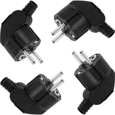 Prise électrique mâle 250V 16A, 4 pièces, prise d'angle, mise à la terre, Protection de prise électrique, noir (1/4)