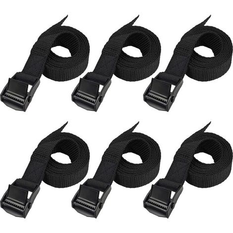 Spanngurte, Gepäckträgergurte – 6 Stück, 2,5 cm x 1 m – Komplettes Upgrade – Komplett schwarz – Unterschiedliche Anzahl und Länge der Gurte (1/5)