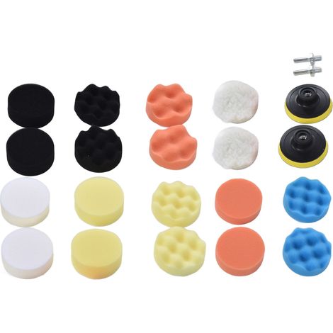 22-teiliges ABS-Autopolierpad-Set zum Wachsen, Schleifen und Lackieren, 3-Zoll-Schwämme. (1/5)