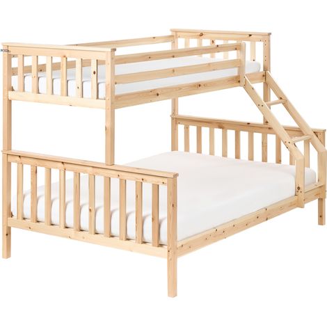 Litera para niños dormitorio infantil cama alta estructura de madera marrón claro 90/140 x 200 cm Bierne (1/5)