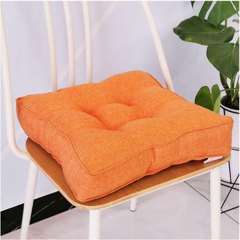 Coussin de chaise de jardin, épais 10 cm, en coton doux, 40 x 40 cm, pour bureau, salle à manger, maison (40 x 40 x 10 cm, orange) (1/5)