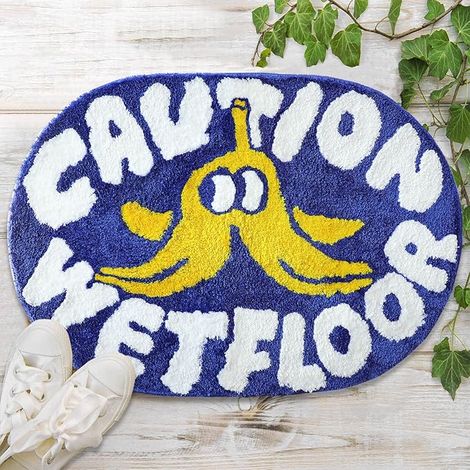 Tapis de bain amusant à motifs, bleu, antidérapant, lavable et doux, idéal pour la décoration de votre appartement, pour le sol et la baignoire. Tapis moelleux et duveteux - 60 x 90 cm
