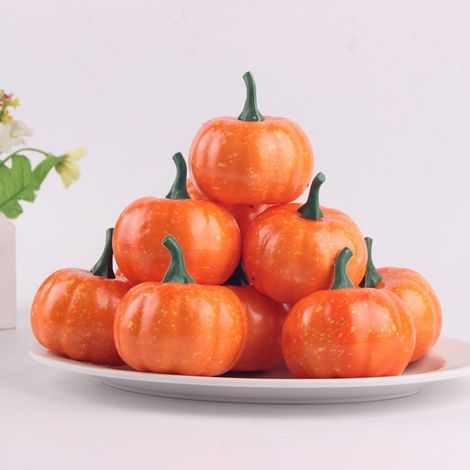Citrouille Artificielle - En Mousse Souple - Pour Décoration Automne Halloween Action De Grâce Mariage - Lot De 8 (1/5)