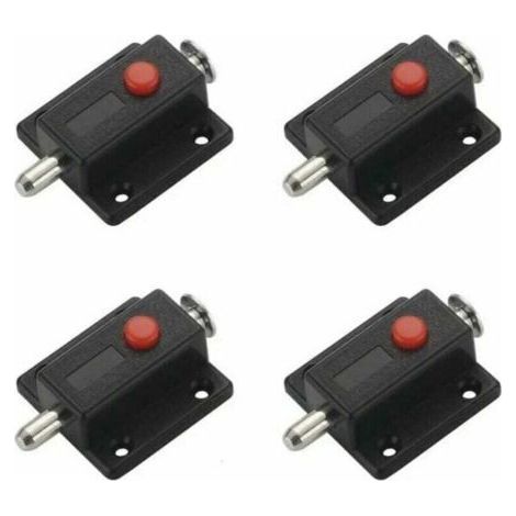 Cerradura Targette, pestillo deslizante de seguridad automático con botón de resorte para armarios, pestillos para puertas interiores y exteriores, ventanas, vestidores, dormitorios y baños - 4 piezas (1/4)