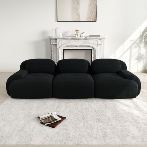 3-Sitzer-Sofa – Modulares Sofa 298 x 103 cm – Rutschfeste Füße – Ergonomisches und komfortables Design – aus schwarzem Cord