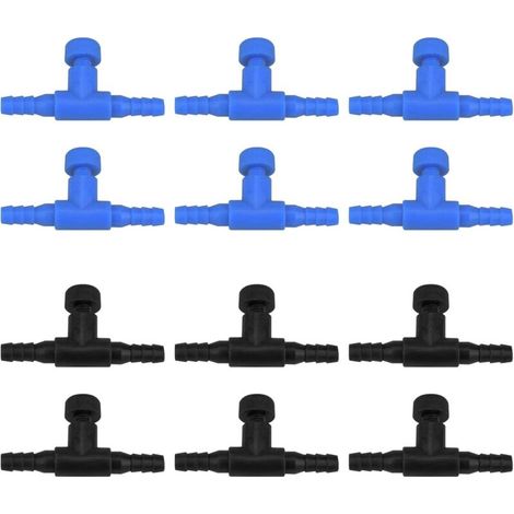Valve d'air pour aquarium, pompe à air, vanne de régulation du débit d'air, vanne de régulation du débit d'air, connecteur de tuyau en ligne de type T pour aquarium, 12 pièces (1/5)