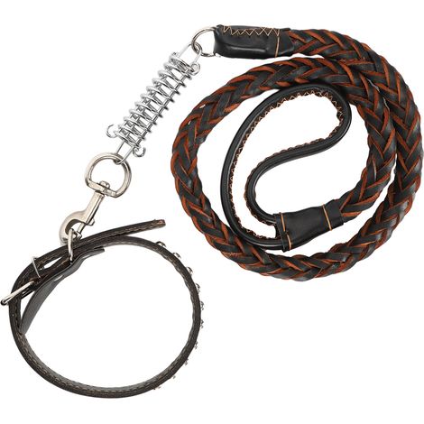 Laisse de promenade pour chien avec collier anti-perte pour chiens de grande et moyenne taille (noir) (1/5)