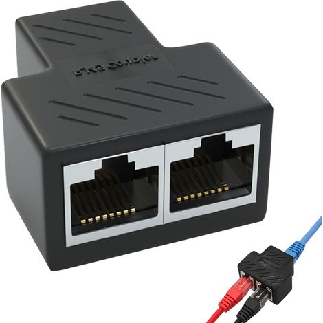 RJ45-Splitter – 2er-Pack – ABS und Gold – 1-zu-2-Port-Ethernet-Splitter – Für Cat5-zu-Cat7-Kabel (1/5)