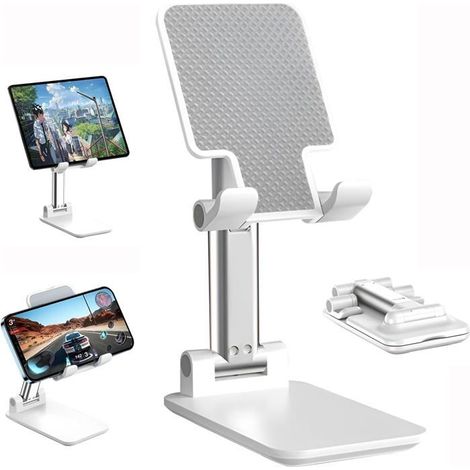Support Telephone Réglable Pliable Innovant,Support Téléphone, Support pour Téléphone Portable de Bureau,Support iPhone Bureau,Blanc (1/5)