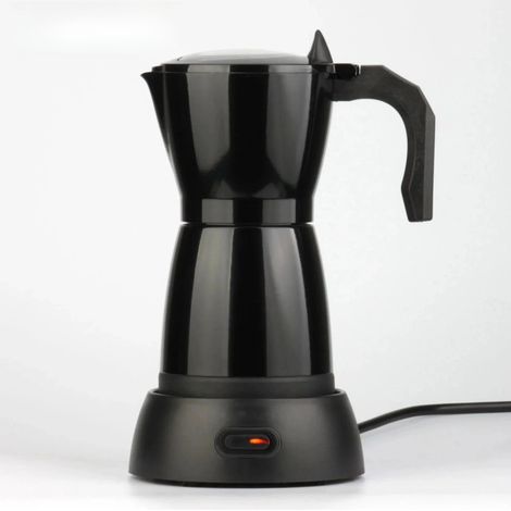 Cafetière électrique Moka en aluminium (noire), à brancher (1/2)