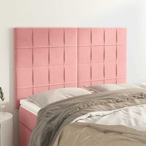 Tête de lit 144 cm en velours rose, hauteur réglable, pieds en bois, 18.46kg - PANGIVO (1/5)