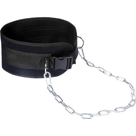 Ceinture de musculation avec chaîne en fer lestée, support lombaire et ceinture de protection réglable pour le fitness (noire) (1/5)