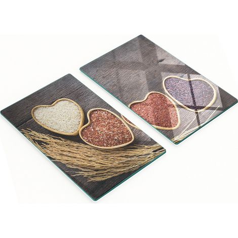 Tablas decorativas de vidrio para servir aperitivos, forma de coraz贸n de arroz, 2x30x52 cm
