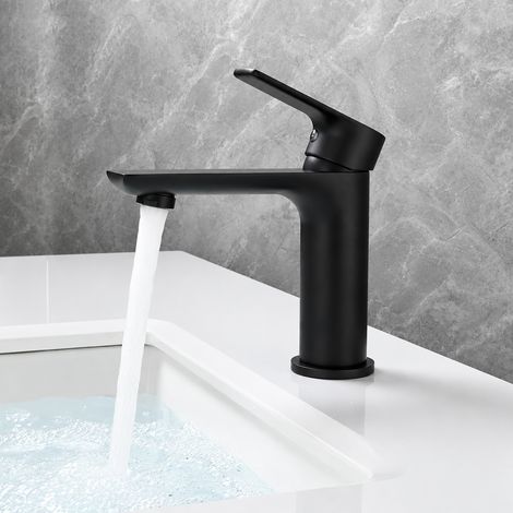 Mitigeur de lavabo en laiton noir pour vasque salle de bain eau chaude froide cartouche 35 mm raccord 1/2 31 × 21,5 × 7,5 cm 1,3 kg – Livraison gratuite (1/4)