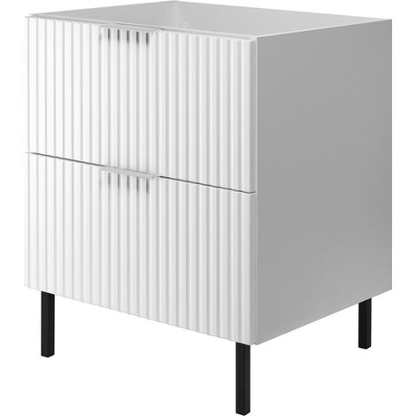 Mobile lavabo, Bianco, 60 x 77 x 46 cm, maniglia argento, gambe nere, senza piano (1/5)