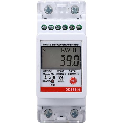 Compteur d'Énergie Monophasé 5A AC230V EPM-2RS485, Bidirectionnel avec Communication RS485, Montage sur Rail DIN (1/5)