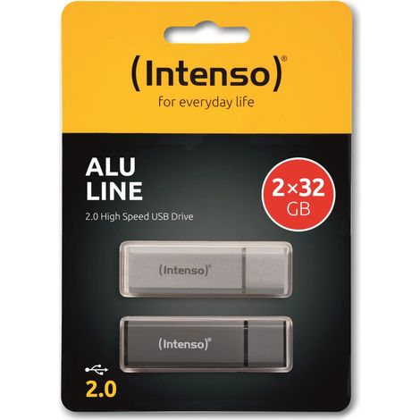 Clé USB INTENSO Alu Line 3521480 USB 2.0 32GB Pack de 2 (1/3)