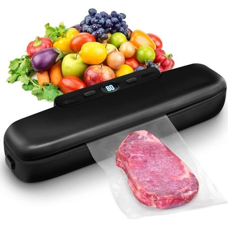 (Noir)Machine à emballer sous vide automatique pour aliments, scellage sous vide One Touch pour la conservation des aliments secs et humides, machine à emballer sous vide compacte (1/5)