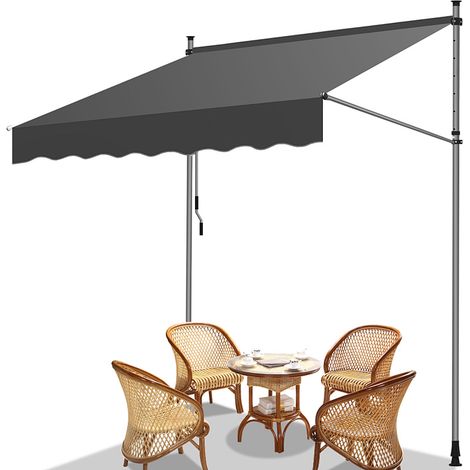 Jiubiaz Toldo de balcón gris, 300x120 cm, retráctil, protección UV, ideal para terraza