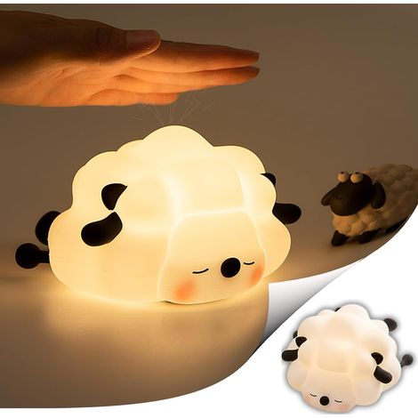 Veilleuse enfant mouton en silicone – Lampe LED rechargeable tactile avec 3 niveaux de luminosité – Lampe de chevet douce pour chambre bébé et enfant (1/5)