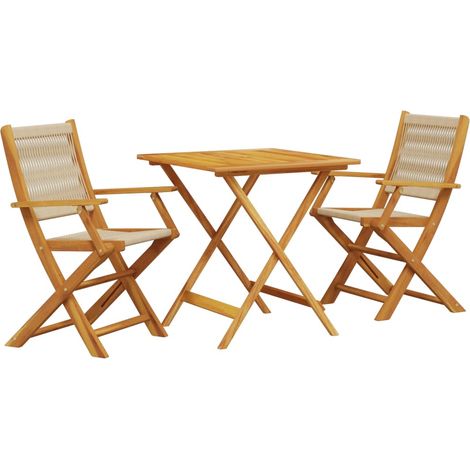 Maison Exclusive - Set da Bistrot 3pz Beige in Polipropilene e Legno Massello