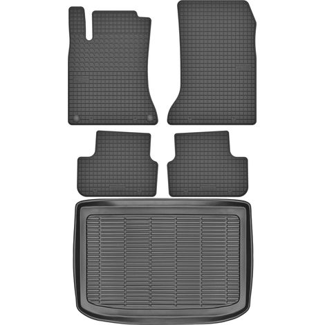 Set di tappetini in gomma per auto e tappetino per bagagliaio per Mercedes Classe A III W176 Hatchback dal 2012 al 2018.