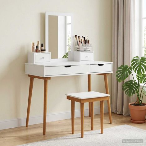 vidaXL Dressing Table Set FAUSKE 5 pcs White 100 x 50 x 143 cm (1/5)