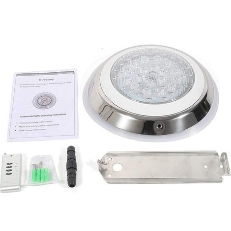 Lampe de piscine 12V 54W Lumière sous-marine LED à changement de couleur RGB IP68 avec télécommande Coque en acier inoxydable (1/5)