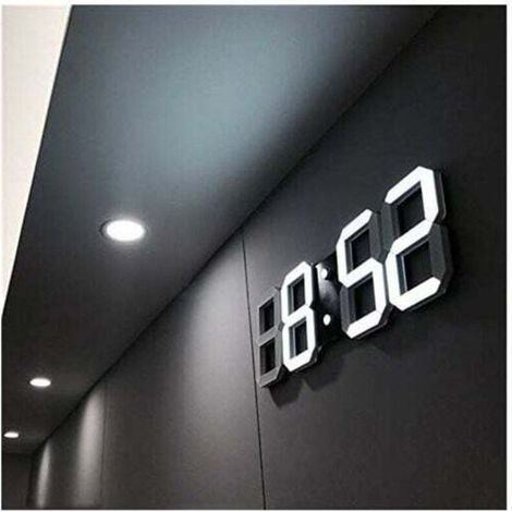 Horloge murale 3D à LED, réveil numérique moderne pour la maison, la cuisine, le bureau, la table de chevet, horloge murale, affichage 24 ou 12 heures (1/4)
