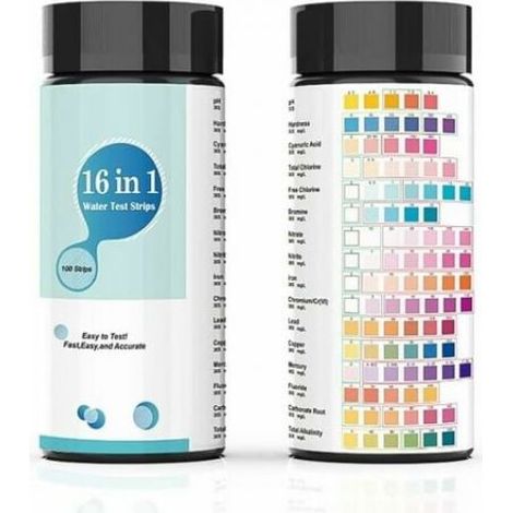 Kit De Test Eau Potable - 16 En 1 - Pour Aquarium Piscine Spa Puits - 100 Bandelettes (1/5)
