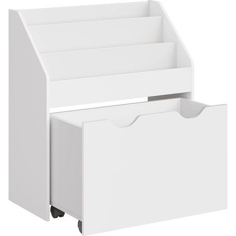 Étagère pour Jouets, 3 Compartiments Bibliothèque pour Enfants, Boîte à Jouets Mobile, avec roulettes, Multi-Usage, pour Chambre d'enfant et Salle de Jeux, Blanc Nuage (1/5)