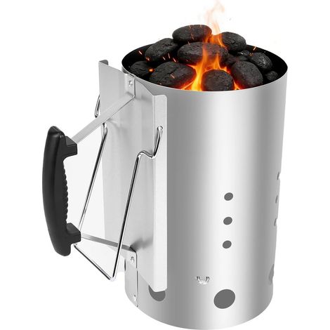 1 Démarreur de cheminée 30cm x 19cm, Poignée de sécurité, Acier robuste, Pour barbecue Weber 7416 et charbon (1/5)