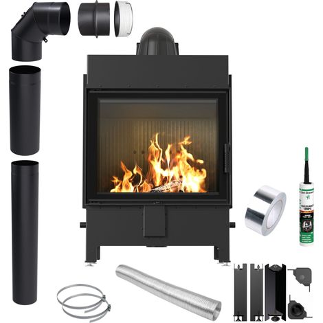 Kamineinsatz KRATKI LUCY 15 kW Ø200 SCHWARZ Montageset mit Schließung (1/5)