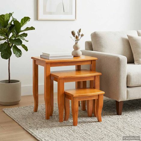 Nestende Beistelltische 3 pcs Natur Massives Mahagoni Holz