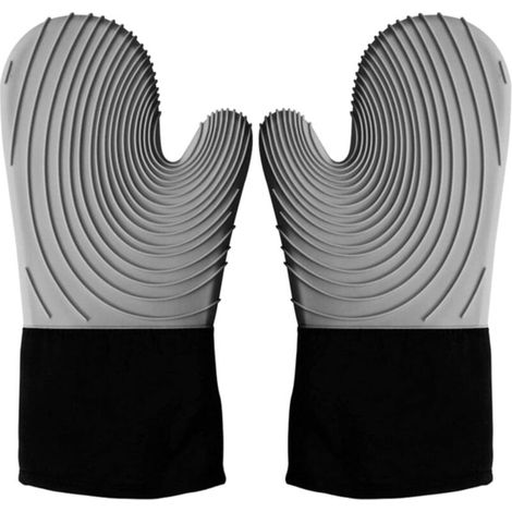 Bardusch-2 gants micro-ondes en silicone résistants à la chaleur, grip antidérapant – Gris (1/2)