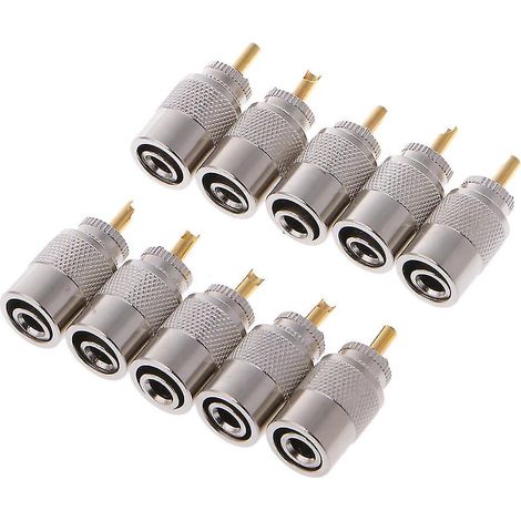 Lot de 10 connecteurs RF mâles à souder UHF PL-259 pour câble coaxial RG8X (1/4)