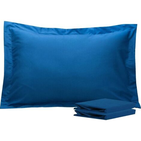 ZOLGINAH Taie d'oreiller Volant Plat 50 x 70 cm, Lot de 2 Housse de Coussin en Microfibre Super Douceur, Bleu Royal (1/4)