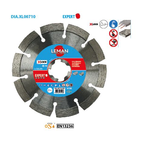 Disque diamant béton, béton armé D. 125 x 2,4 mm X-LOCK - Ht. 10 mm (1/2)