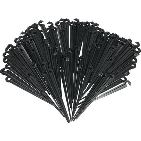 Lot de 100 supports de tuyau Micro Drip System de 11 cm : pour la fixation et le guidage du tuyau de distribution dans la terre - Tubes fixed Stem - Support pour jardins d'herbes (1/4)