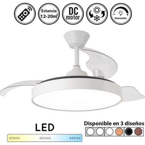 Ventilador de techo con luz silencioso DC con mando Home blanco 107 cm invierno-verano color luz regulable