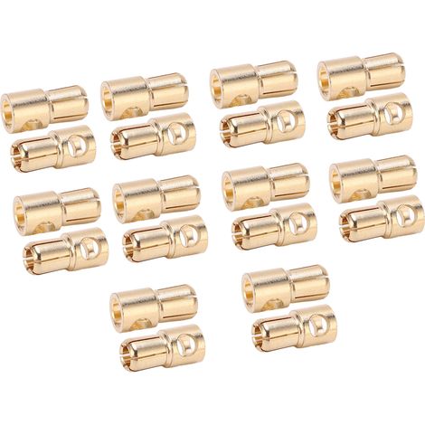 Lot de 10 connecteurs banane 6 mm plaqués cuivre, bonne transmission, mâles et femelles pour batteries (1/5)