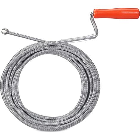 Relaxdays Spirale de Nettoyage de tuyaux avec Pince, Nettoyage mécanique tuyaux, WC, Douche, éviers, 9mmx 10 m,argenté (1/5)