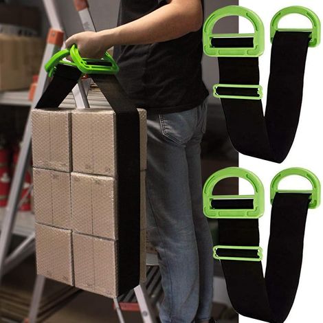 2 sangles de déménagement réglables, sangles de levage robustes, ceinture de manutention de cartons, pour cartons, matelas, fournitures de bureau (1/4)