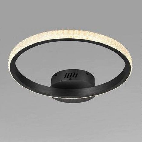TRADE SHOP - Plafoniera Led 24w Cerchio Effetto Cristallo Nero Luce Fredda Calda Naturale 31722 -