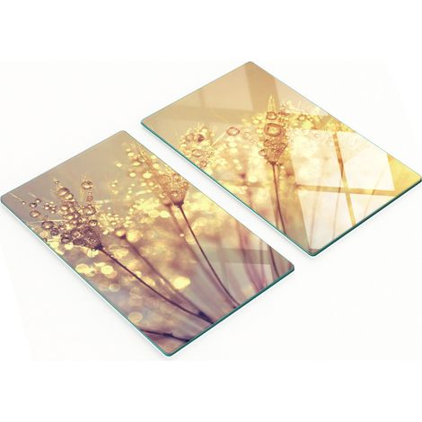 Eleganti e resistenti taglieri da cucina in vetro con motivo a dente di leone, 2x30x52 cm (1/5)